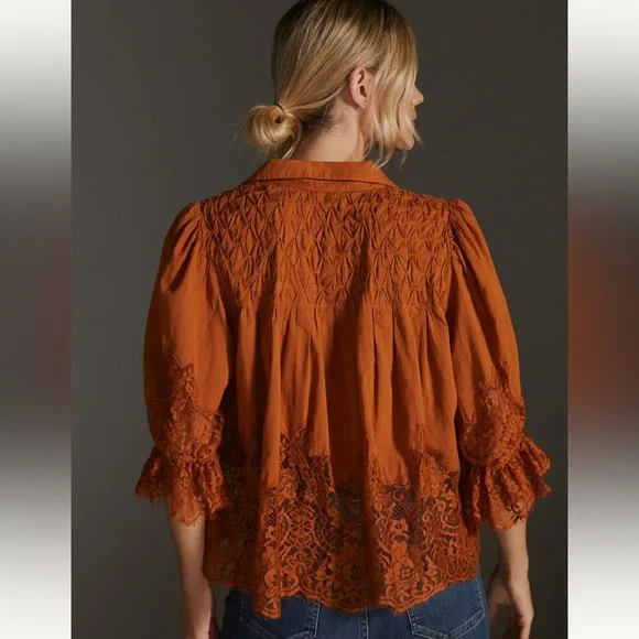 Anthropologie Victorian sheer lace blouse - Picture 2 of 10